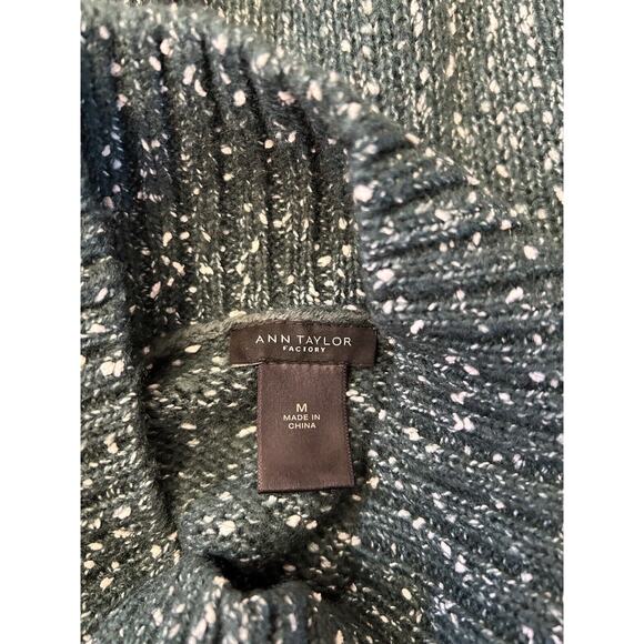 Ann Taylor Womens Mock Neck Sweater Sz M Green Marled Bell Sleeve - Picture 7 of 8